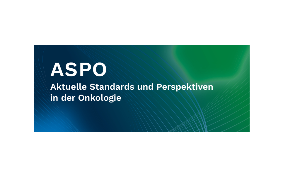 Schriftzug der Verasntaltung des ASPO Symposium auf einem grün-blauen Hintergrund